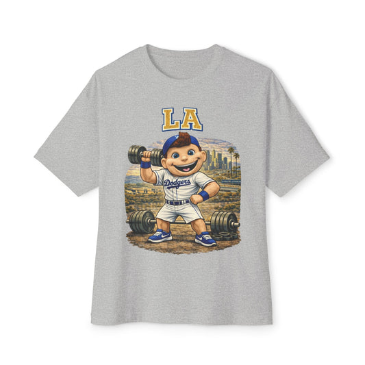 Dodgers Pumping Iron Collection Oversized Pump Cover Tee