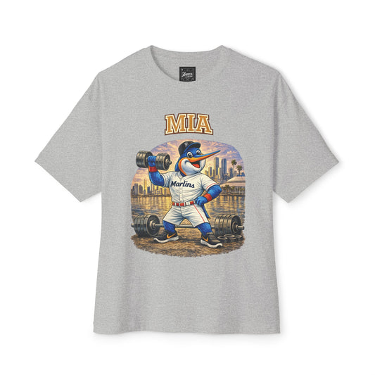Marlins Pumping Iron Collection Oversized Pump Cover Tee